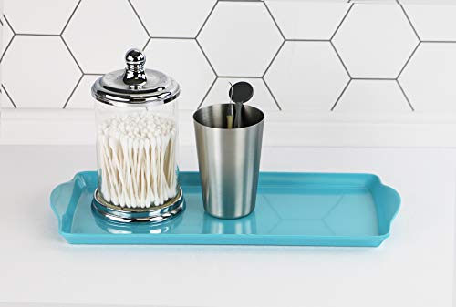 Reston Lloyd Melamine Plastic Tidbit Tray, BPA-Free, Food Safe, Multipurpose Platter Serving Tray, Bathroom/Table Organizer, Turquoise - color: Turquoise, size: 14.7" x 6.5" x 0.8"