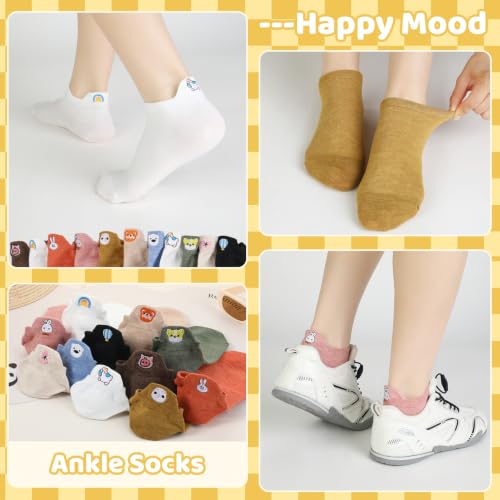 10 Pairs Cute Kawaii Embroidered Low Cut Ankle Socks - color: Macaron Pastel Animal Embroidery