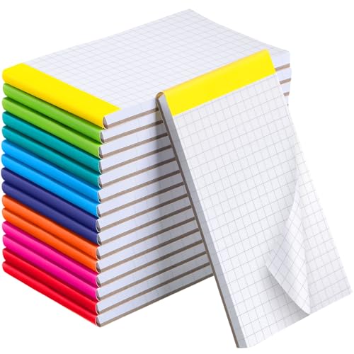 16 Pcs 3'' x 5'' Graph Paper Pads Quad Ruled Grid Mini Notepads, Perforated - color: White, style: Graph