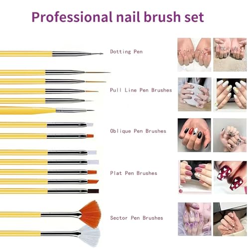31PCS Nail Art Brush Set, Liner, Dotting, Fan & Flat Brushes - color: blue