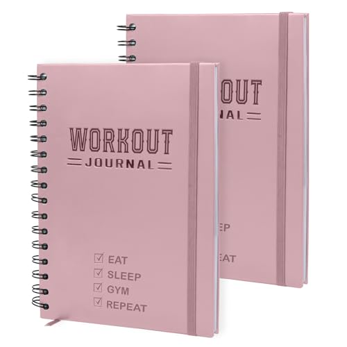 Nextnoid Hardcover Fitness Planner Workout Journal for Women & Men - Undated A5 Sturdy Fitness Log Book to Track Gym & Home Workouts - Pink Separately Packaged 2 Pieces - color: N.Pink 2, style: Fitness