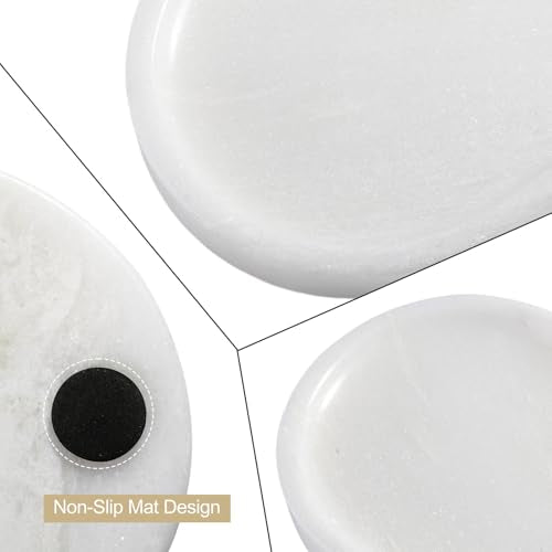 Koville African Natural White Marble Decorative Tray, 10" x 5" Marble Vanity Tray for Bathroom Countertop Organizer Stone Trays, Catchall Tray for Perfume, Candles, Jewelry (Namib Bianco White) - color: Namib Bianco White