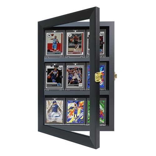 9-Card Sports Card Display Case for Graded Cards, Lockable - size: 9 Cards
