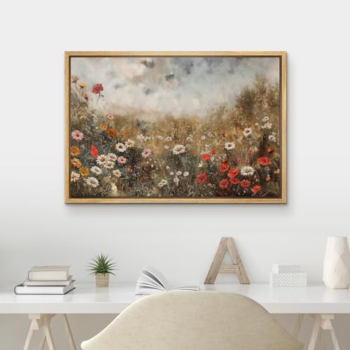 MUDECOR Framed Canvas Print Wall Art Vintage Pastoral Landscape with a Path Rustic Countryside Illustrations Fine Art Decorative Zen Multicolor Country/Farmhouse Retro for Bedroom - 24"x36" Natural - color: A03-2404-irs13, size: 36"L x 24"W