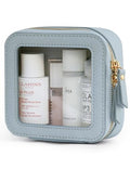 Popvibe Clear Makeup Bag Travel Cosmetic Case Transparent Toiletry Bag with Zipper, Portable Make Up Organizer Traveling Compact Car Bag for Essentials, Light Blue, Mini - color: Light Blue, style: Mini Chic