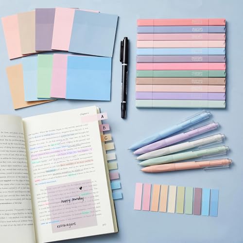 Jutom 38 Pcs Book Annotation Kit for Bible Study, Classic Color, Square - color: Classic Color