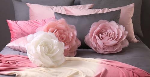 JWH Decorative Flower Throw Pillow Cover, 14 Inch, Rose Gold - color: Rose Gold, size: 14" x 14" (Pack of 1)
