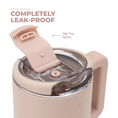 HydroJug Coffee Traveler 20oz Ceramic-Lined Mug with Handle, Dusty Rose - color: Dusty Rose