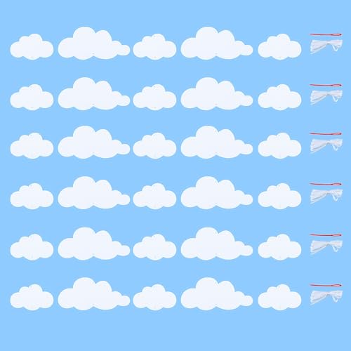 SaktopDeco 6 Pack Cloud Garland White Felt Banner Hanging Wall Ceiling Decor Baby Shower Sky Theme Party Decorations
