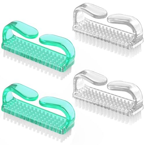 Larbois Handle Grip Nail Brush, Hand Fingernail Brush Cleaner Scrubbing Kit Pedicure for Toes and Nails Men Women (4 Pack) - color: Color-16