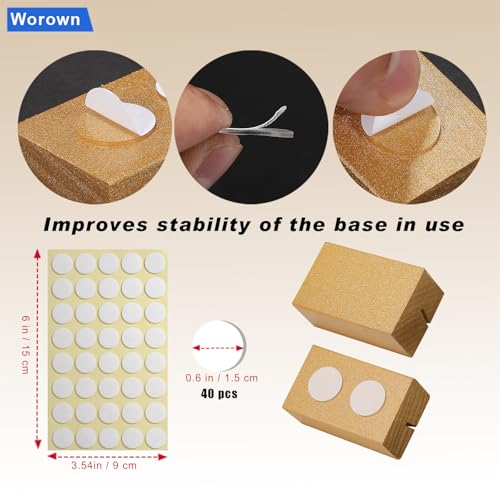 Worown 12 Pcs Mini Wooden Place Card Holders, Small Wooden Table Number Stands, Name, Price Tags Stands for Party Buffet, Wedding, Cafe Bar, Dining Room ( Gold-Includes Adhesive Stickers) - color: Gold