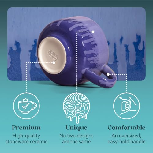 NOVA CERAMICS Blue Coffee Mug - 16 oz Ceramic Mug with Handle - Neptune - color: Neptune