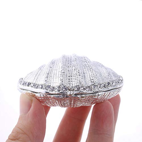 YU FENG Seashell Trinket Box Mussel Jewelry Ring Holder Coastal Decor - color: shell-silver