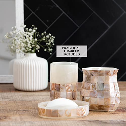 Milano Mother of Pearl 4 Piece Resin Bathroom Accessories Set - style: 4 Pc. Bathroom Accessory Set