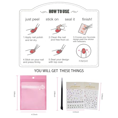 Flower Nail Stickers for Nail Art Decals Charms with Tweezers - color: Sunbeam Verse