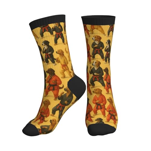 Crew Athletic Socks Funny Crazy Casual Sports Novelty Dress Socks for Women Men Running Hiking - color: Funny Yellow Dog