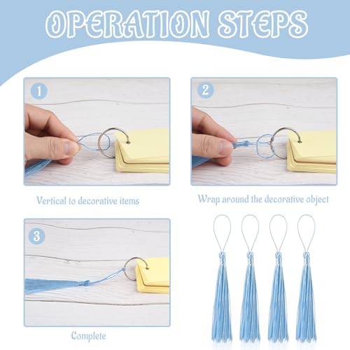 100 Pcs Bookmark Tassels Bulk Light Blue Soft Craft Silky Handmade Mini Tassels for Jewelry Making with Loops for DIY Craft Accessory Dress Decoration - color: Light Blue