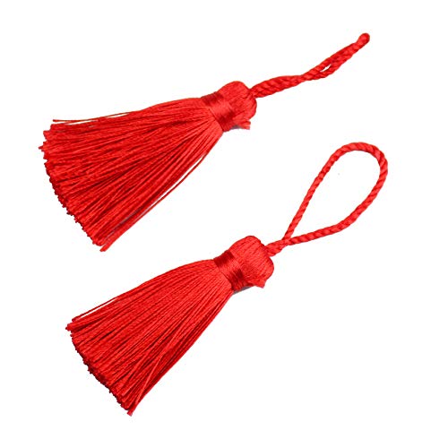 20Pcs 4.3 Inch Silky Mini Craft Tassels for Earrings, Souvenir(Red) - color: Red