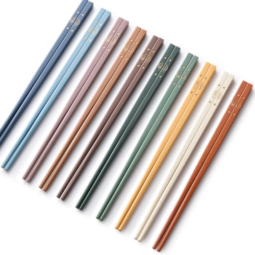 10 Pairs Fiberglass Chopsticks Reusable | Dishwasher Safe | BPA-free | Non-slip Chop Sticks Set - （9.45in） - color: 10Pair-（9.45in）