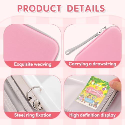 Card Holder for Yoto Cards, 80-Pockets Card Binder with Zipper - color: Pink
