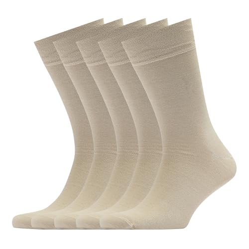 VRD Men's Dress Socks Bamboo Rayon, 5-Pack Crew Socks, Multiple Colors and Designs, Shoe Size 8-13, Gift Box - color: 14: Camel Beige, 5-pack Solid