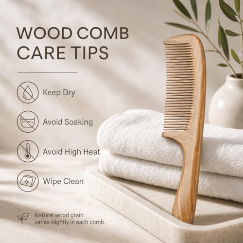 Melune Natural Ebony Wood Wide-Tooth Comb for Thick Curly Hair, 8.27 in (B0H1CBWWBH)