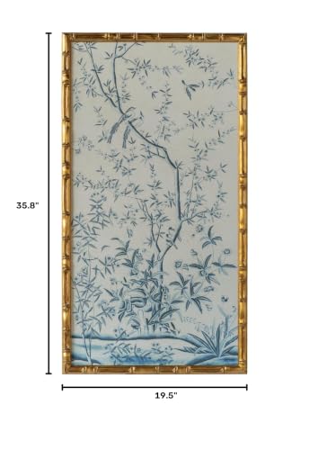 HongFengtang Chinese Rice Paper Print China Flower And Bird Bamboo Frame 19.5 X 35.8 Inches (A) - color: A, size: 35.8"L x 19.5"W