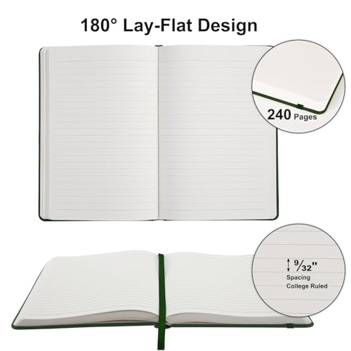 Comix Lined Journal Notebook for Work, 240 Pages, 5.5" x 8.3", Dark Green - color: Dark Green, size: 1 Pack