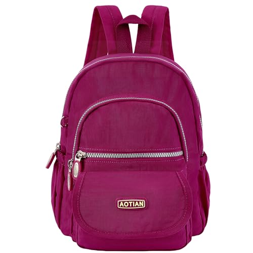 AOTIAN Mini Backpack for Women, Lightweight Sturdy Nylon Small Daypack - color: Mini Hot Pink