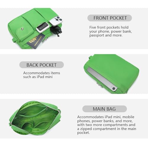 Pencil Holder Storage Bag for Women, Large Capacity Zippered Pencil Case with Multiple Pockets, Nylon Canvas Stationery Organizer for Office, Travel & Daily Use (Nylon,Grass Green) - color: Grass Green/Nylon