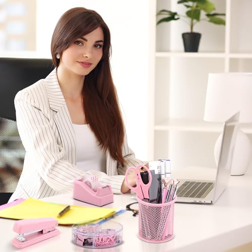 17 IN 1 Office Desk Organizer Set for Back to School Supplies Accessories - color: Pink