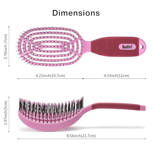 NuWay® DoubleC® Scalp Care Hair Brush – Patented Double Curve Design for Scalp Massage, Vented Blow-Dry Styling, Wet & Dry Hair, All Hair Types (Petal Pink) - color: Petal Pink