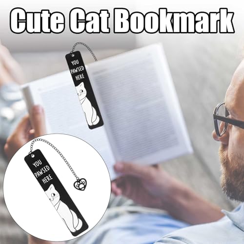 Cute Cat Bookmark, Reading Lover Gift Zinc Alloy Bookmarks for Women - style: Black Smile Cat