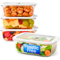 Non-Toxic Glass Food Containers with Lids, 4-Pack, 21 oz, Airtight, Gray - color: Gray, size: 21 Oz