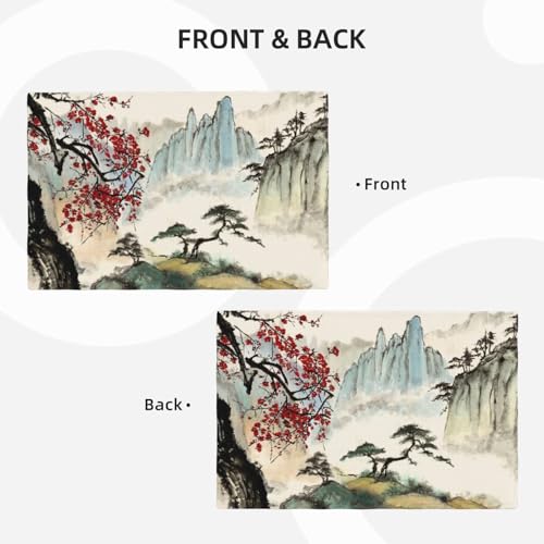 Watercolor Red Plum Trees Placemats Farmhouse Set of 4 12x18 Inch - color: Watercolor Red, size: Set of 4