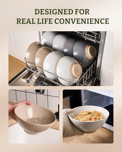 famiware Milkyway 54 oz Large Ramen Bowls Set of 2, White & Cinnamon Brown - color: White & Cinnamon Brown