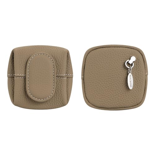Royal Bagger Genuine Cowhide Leather Coin Purse for Women, Lychee Pattern Mini Change Pouch with Buckle Closure, Compact Accessory Bag 1603 (Grey) - color: Grey
