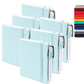 feela 6 Pack Pocket Small Notebooks Bulk, Mini Cute Memo Notepads Hardcover College Ruled Lined Journals with Pen Holder for Women Girls Office School, with 6 Black Pens, 3.5”x 5.5”, A6, Sky Blue - color: 6 Sky Blue