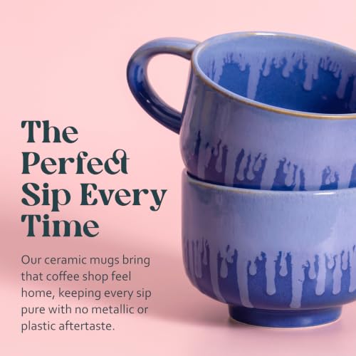 NOVA CERAMICS Blue Coffee Mug - 16 oz Ceramic Mug with Handle - Neptune - color: Neptune