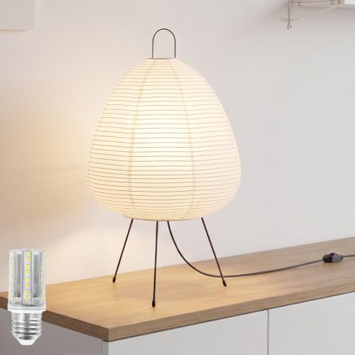 Rice Paper Lamp,Dimmable Bedside Lamp,Japanese Lantern,Knob Button,E26 Bulb - style: Japanese-dimming