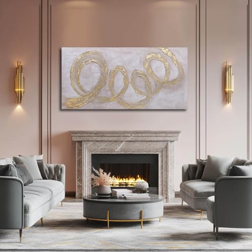 Large Canvas Wall Art for Living Room Framed Modern Abstract Art Wall Decor Gold Line Canvas Prints for Office Home Hotel 29x58 Inch Ready to Hang - color: Golden Circle, size: 58"L x 29"W