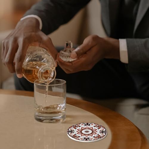 Trillionn 12 Pack Felt Cup Coasters for Drink, Absorbent Coasters for Coffee, Classical Flower Pattern Design Drink Coasters - color: Classical