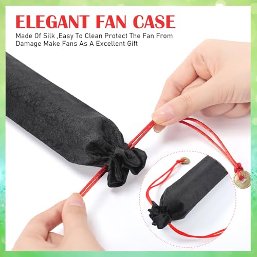 Maitys 2 Packs Large Folding Hand Fans, 13'', Green and Red - color: Green and Red