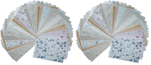 A5 50 Sheets Natural Banana bark,leavse etc., Mulberry Paper Sheets Art Tissue Washi Paper Design Craft Art Origami Suppliers Card Making 8.3" x 5.8". (Mixed Leaves,Banana Bark, etc, A5) (Pack of 2) - color: Mixed Leaves,Banana Bark, etc, size: A5 (Pack o