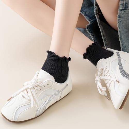 Mcool Mary Womens Ankle Ruffle Socks 6 Pack - color: Black, size: 5-9