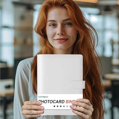 A5 Kpop Photocard Binder, 6 Ring Binder Collector’s Album with 240 Card Slots, PU Leather Binder Cover for Organizing K-Pop, Trading Cards, Game Cards & Memorabilia (White) - color: White