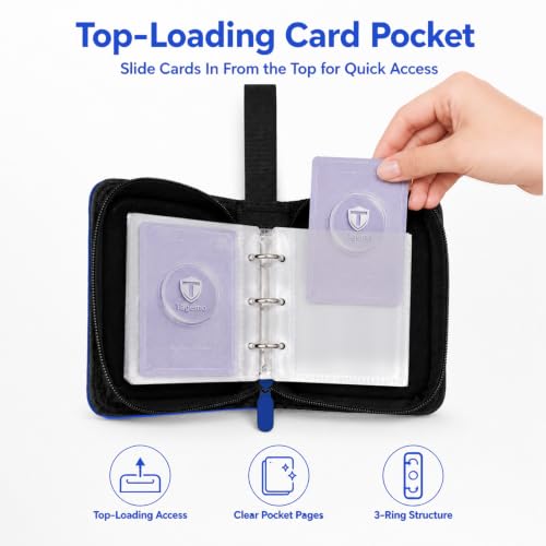 1 Pocket Card Binder with Zipper, 100 Pockets Mini Trading Card Album, Premium PU Leather Single Card Binder, Small Display Folder for TCG & Sports Cards - color: Royal Blue, size: 1-Pocket