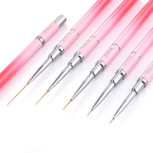 Yasterd Nail Art Brushes, 5pcs Long Nail Art Line Brushes - color: Gradient pink