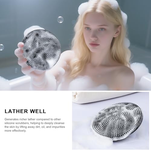 INNERNEED Silicone Body Scrubber Gentle Exfoliating Brush Set, Black+ Blue - color: (Set2) Black+dark Blue