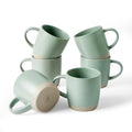 famiware Coffee Mugs Set of 6, Milkyway 13 oz Ceramic Cup Set with Handle - color: Milkyway-Light Green, size: 6 Count (Pack of 1)